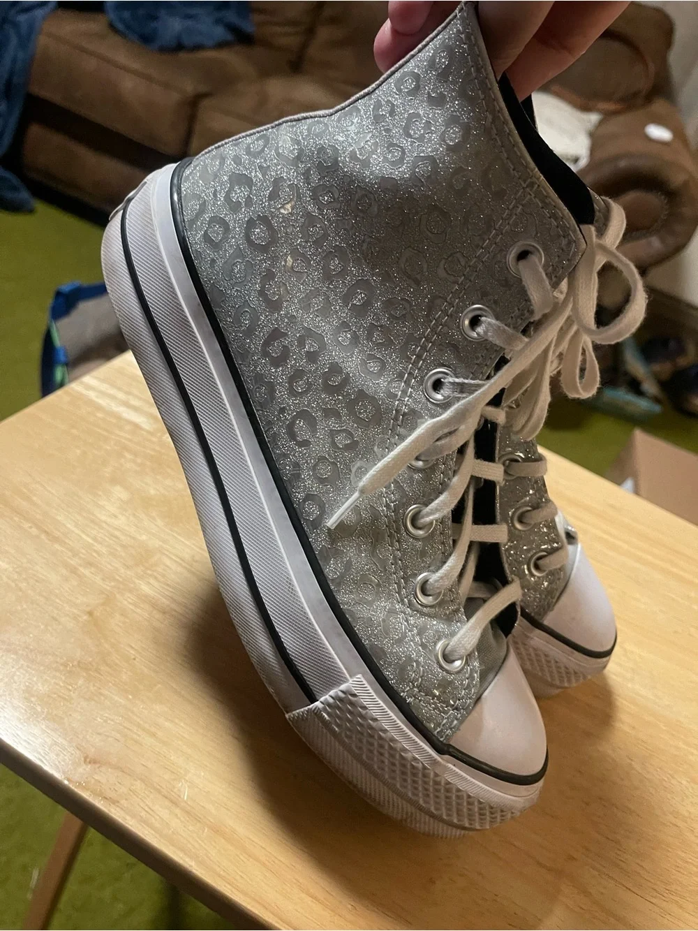 Converse Women's Chuck Taylor All Star Lift Glitter Leopard Print High Tops Sz 8
